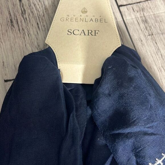 Quagga Green Label Women's Pompom Accent Scarf In Blue One Size NWT - Picture 9 of 12